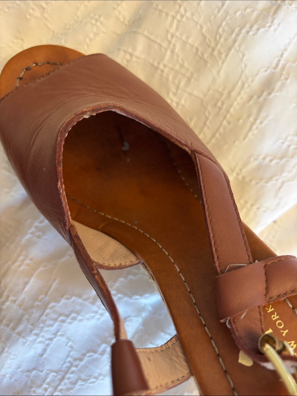 Kate Spade Brown Leather Espadrille Wedges - Size 8M - Picture 9 of 16